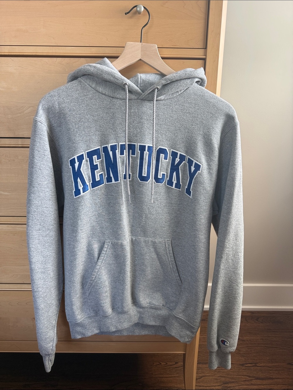 Unisex Kentucky Grey Hooded Sweatshirt - Champion with Pocket Size Small